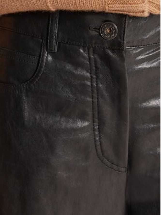 Weekend Max Mara Spodnie skórzane Blanc 2525436012 Czarny Wide Leg