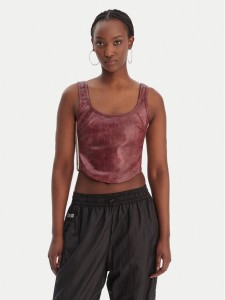 adidas Top Pleather KD8786 Bordowy Slim Fit