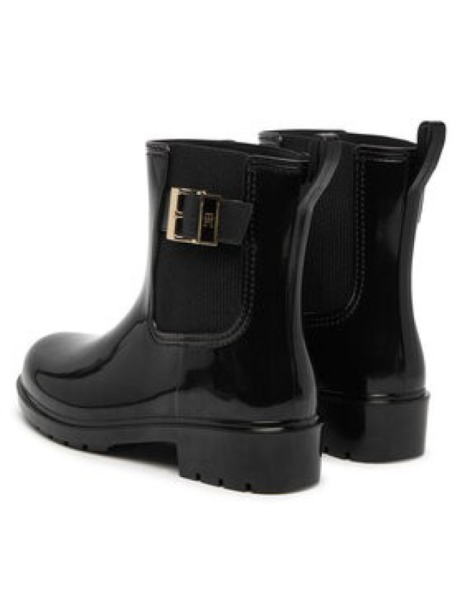 Tommy Hilfiger Kalosze Th Buckle Glossy Ankle Rain Boot FW0FW09543 Czarny