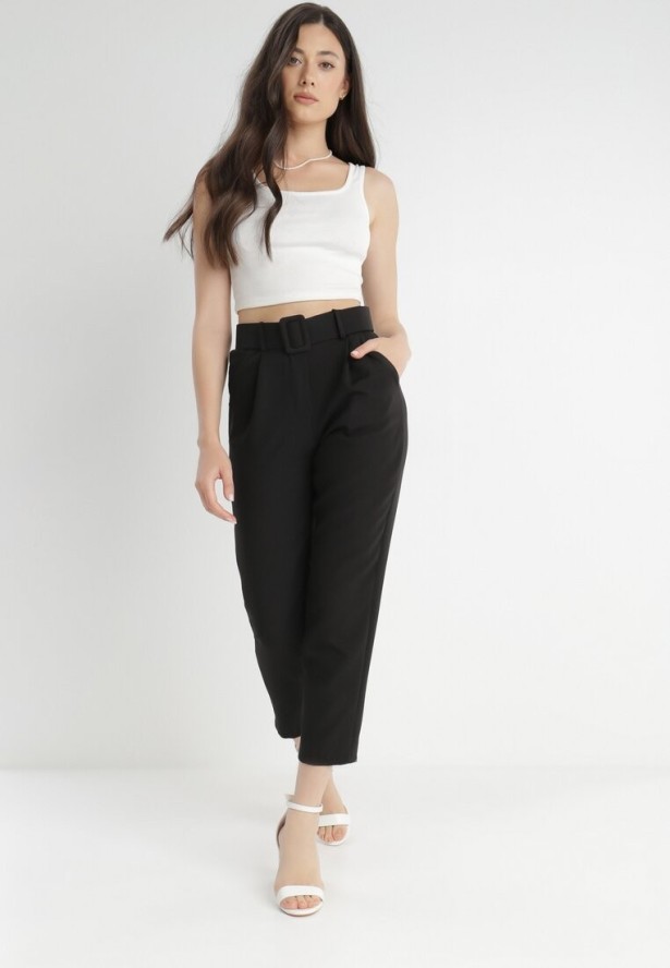 Czarne Spodnie z Paskiem Ioleina