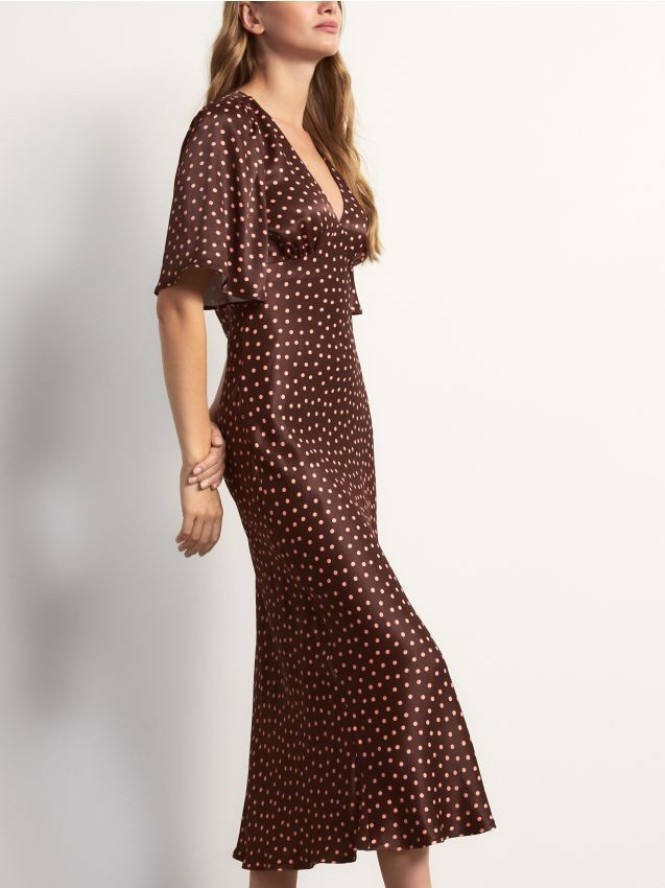 Sukienka maxi z wiskozy - brązowy