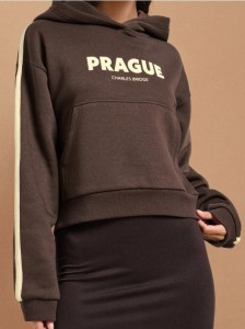Bluza hoodie z napisem - brązowy