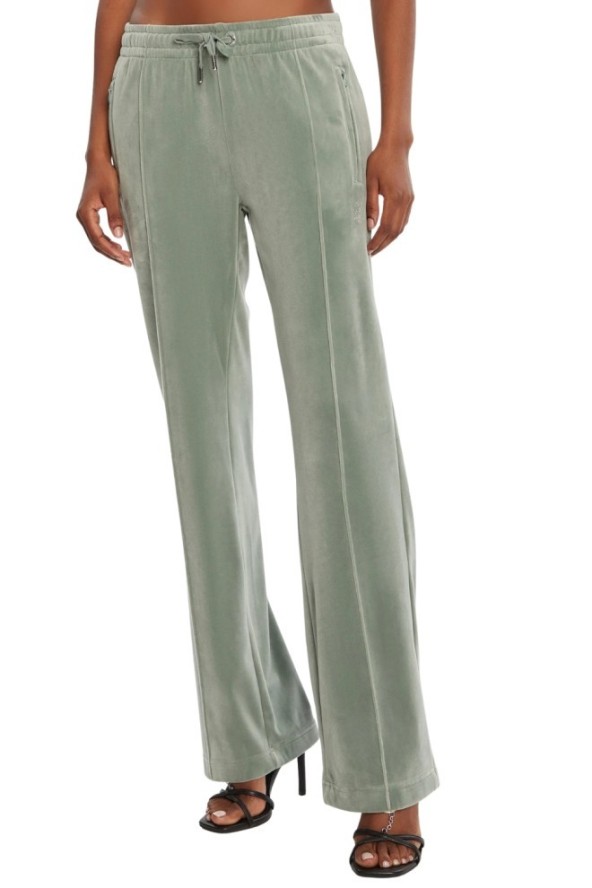 JUICY COUTURE Zielone damskie spodnie z cyrkoniami Tina, Rozmiar M