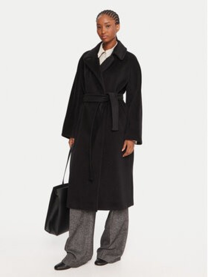 Marella Płaszcz wełniany English 2523016142 Czarny Regular Fit