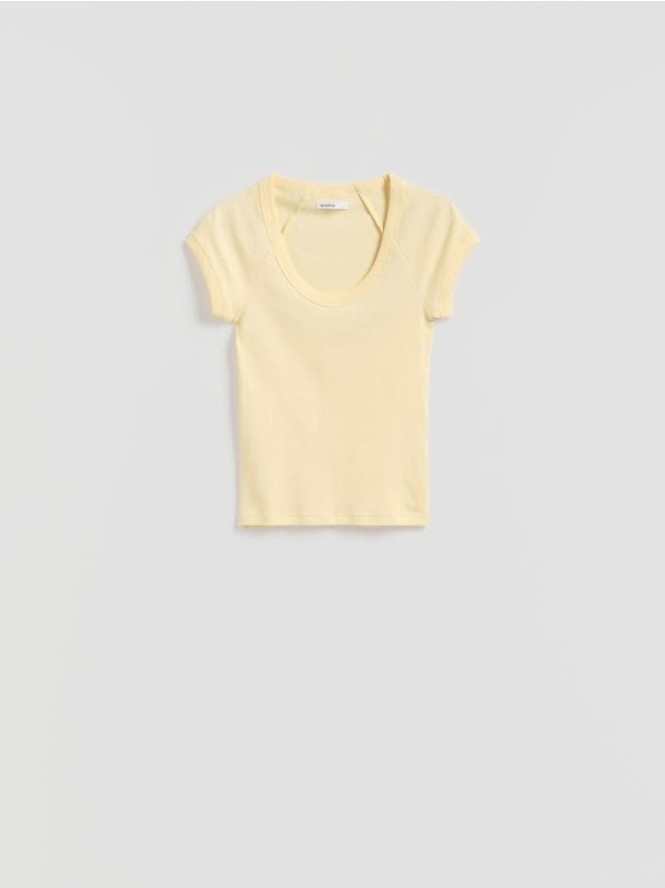 T-shirt slim fit - jasnożółty