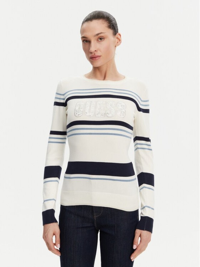 Guess Sweter W5GR18 Z2NQ2 Écru Slim Fit