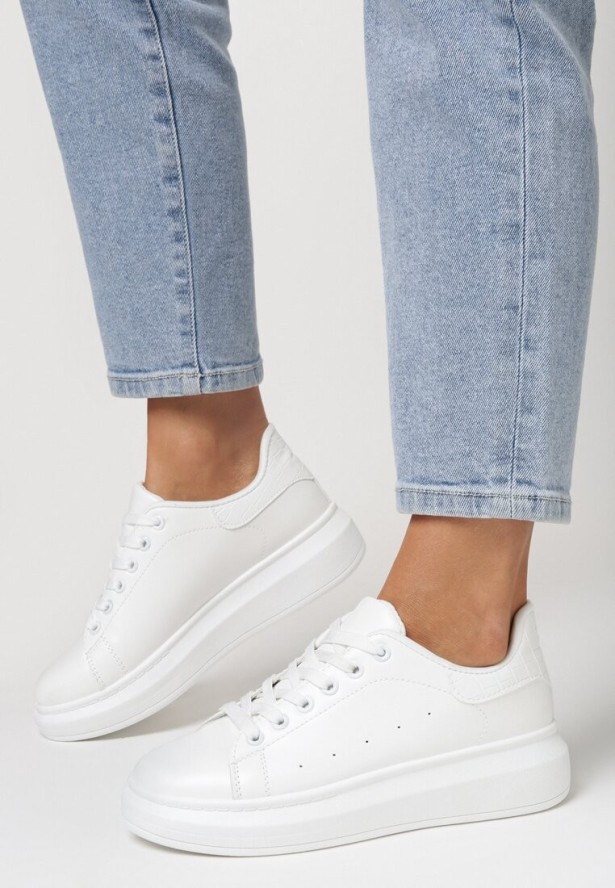 Białe Sneakersy na Grubej Podeszwie Hypnotic