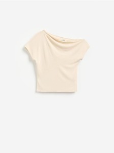 T-shirt z modalem - kremowy