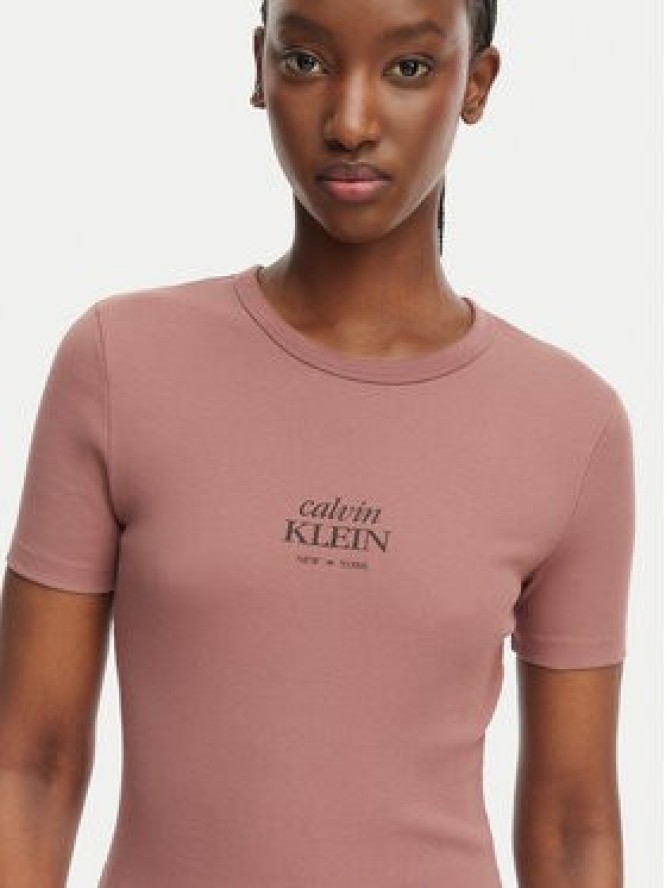 Calvin Klein Jeans Sukienka letnia LV044F241G Brązowy jasny Slim Fit