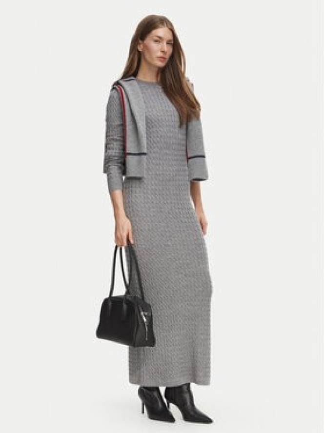 Tommy Hilfiger Sukienka dzianinowa CableWW0WW52320 Szary Regular Fit