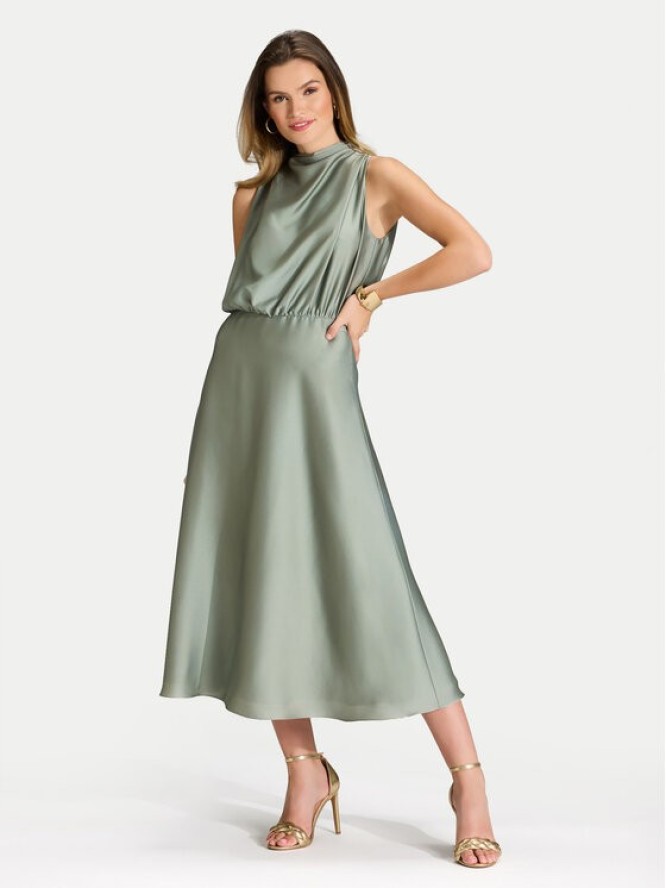 Swing Sukienka koktajlowa 5AI13700 Zielony Regular Fit