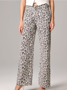 Jeansy wide leg w panterkę - wielobarwny