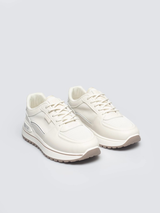 Sneakersy damskie ze skóry ekologicznej beżowe NN274A088 801