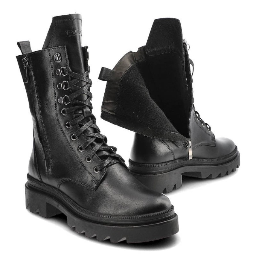 Czarne Trzewiki Pollonus Damskie Stylowe Obuwie