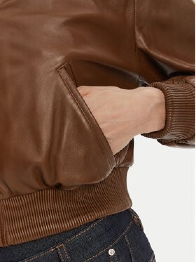 Serge Pariente Kurtka skórzana Gaia Brązowy Regular Fit