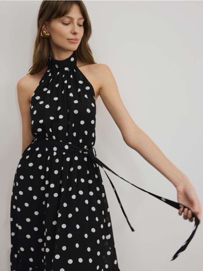 Sukienka w groszki - czarny