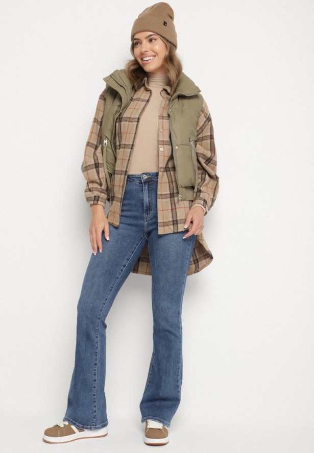 Niebieskie Elastyczne Jeansy o Kroju Dzwonów Zenaia