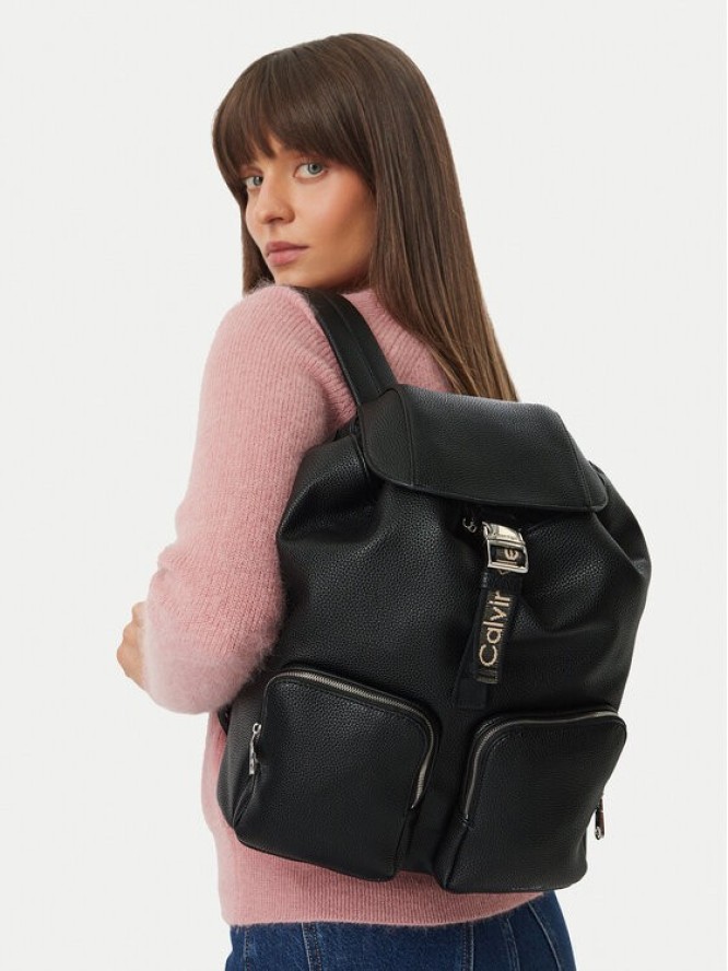 Calvin Klein Plecak Weebbing Strap Flap Backpack LV04F3645G Czarny