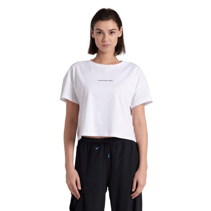 Koszulka damska top bawełniany sportowy okrągły dekolt Arena Crop Top