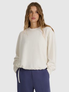 4F Bluza dresowa nierozpinana z modalem damska - biała S