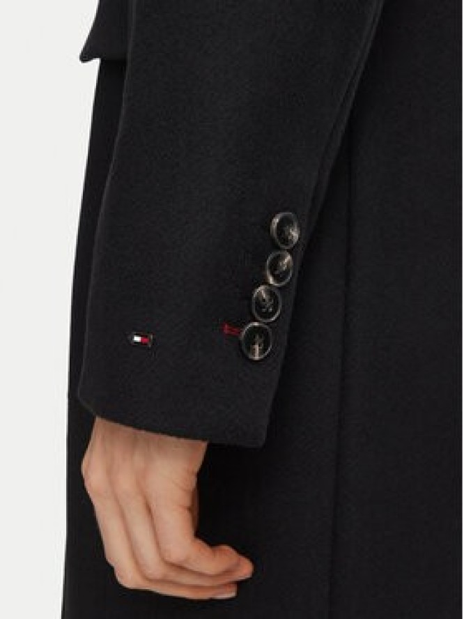 Tommy Hilfiger Płaszcz wełniany Classic WW0WW51525 Czarny Regular Fit
