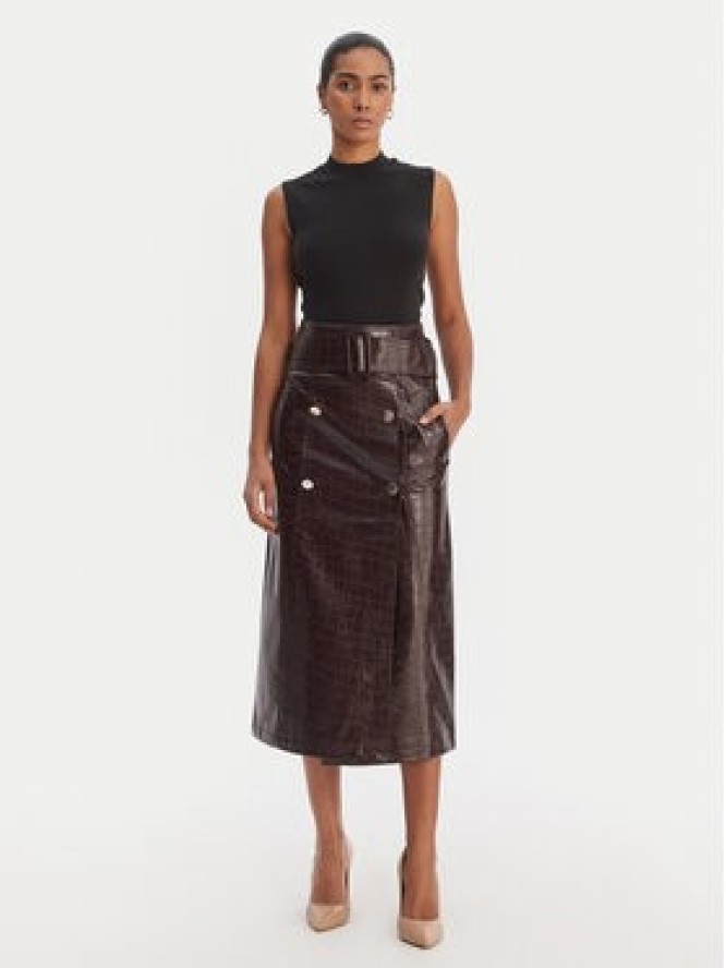 Morgan Spódnica z imitacji skóry 261-JADYNA Brązowy Slim Fit