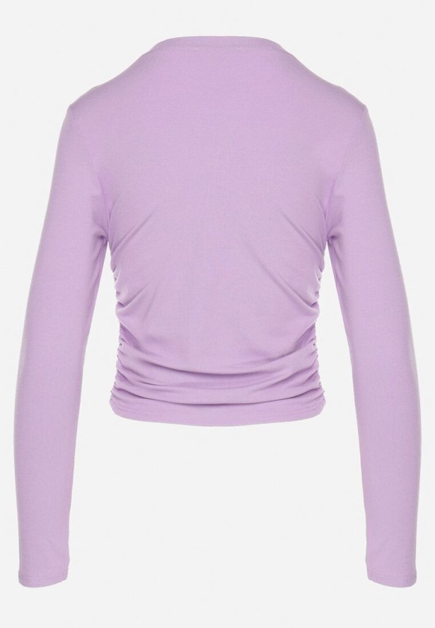 Fioletowa Bluzka z Delikatnym Marszczeniem Po Bokach Asamesia