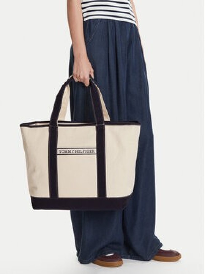 Tommy Hilfiger Torebka Th Summer Canvas Tote AW0AW17421 Beżowy