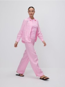 Lniane spodnie - różowy