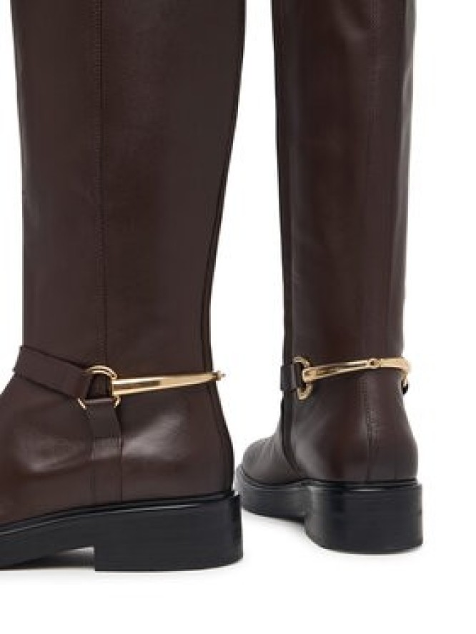 Tommy Hilfiger Oficerki Th Stud Leather Knee Riding Boot FW0FW09608 Brązowy