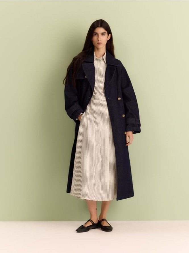 Koszulowa sukienka maxi - złamana biel