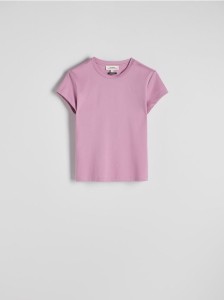T-shirt z domieszką jedwabiu - różowy