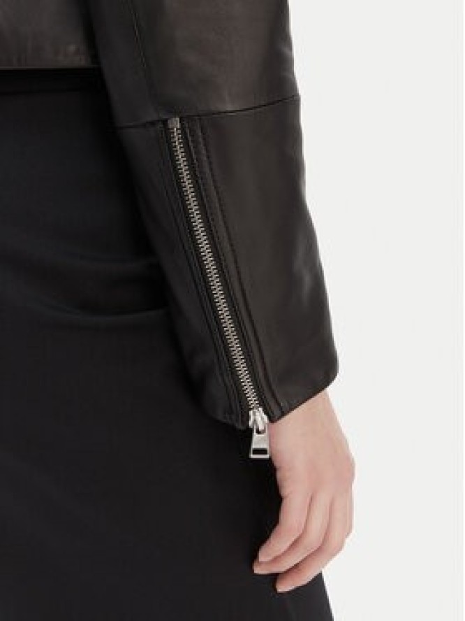 HUGO Kurtka skórzana Lasari 50555743 Czarny Regular Fit