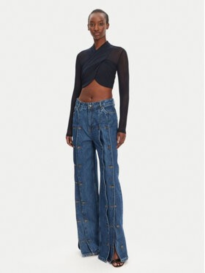 ROTATE Jeansy 1140731602 Granatowy Wide Leg