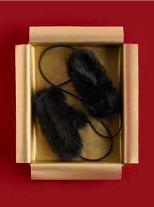 Rękawiczki ze sztucznego futerka - czarny