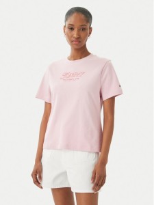 Tommy Hilfiger T-Shirt Logo Interlock WW0WW48707 Różowy jasny Regular Fit