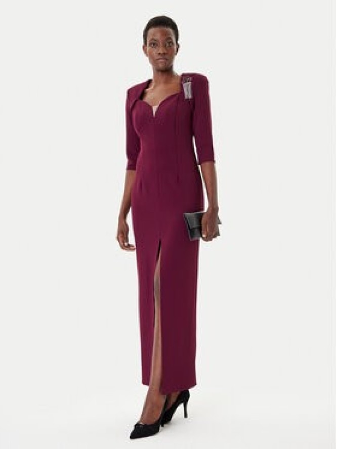 Rinascimento Sukienka wieczorowa CFC0125271003 Bordowy Slim Fit