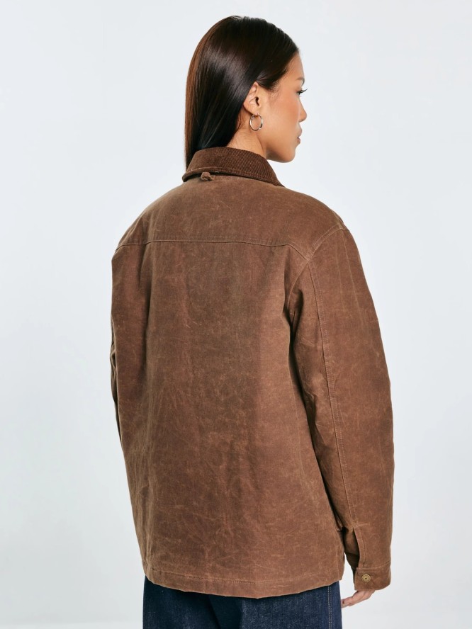 Kurtka damska parka z efektem woskowania brązowa Tormia 803