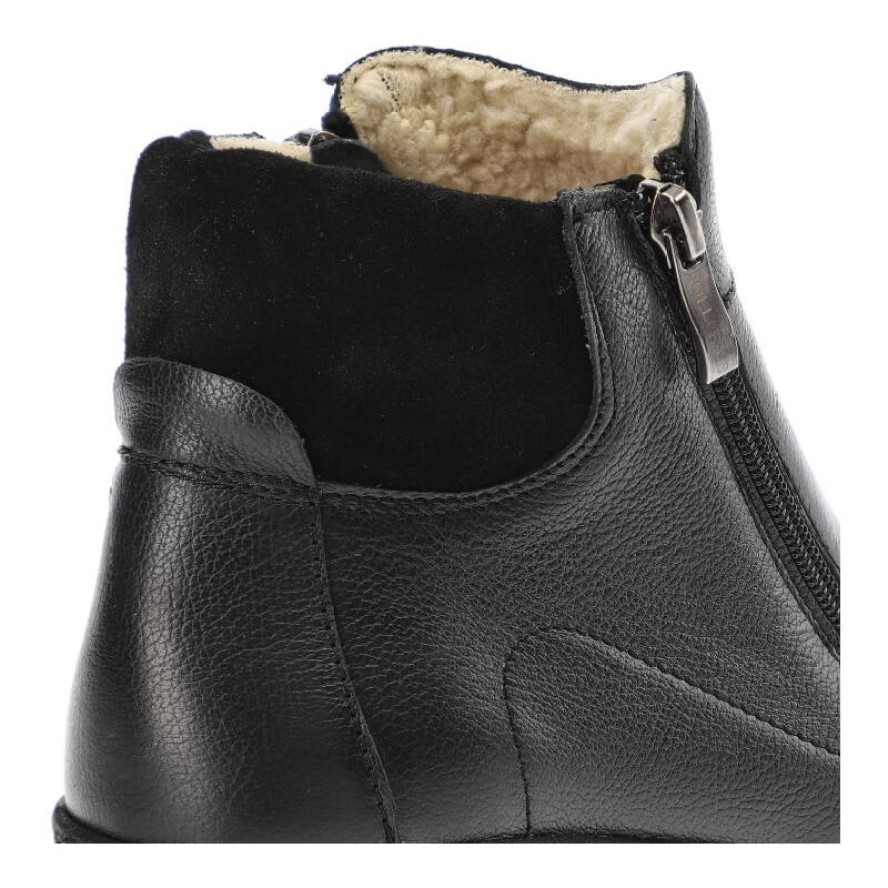 Czarne Botki Pollonus Damskie Wygodne Obuwie na Jesień