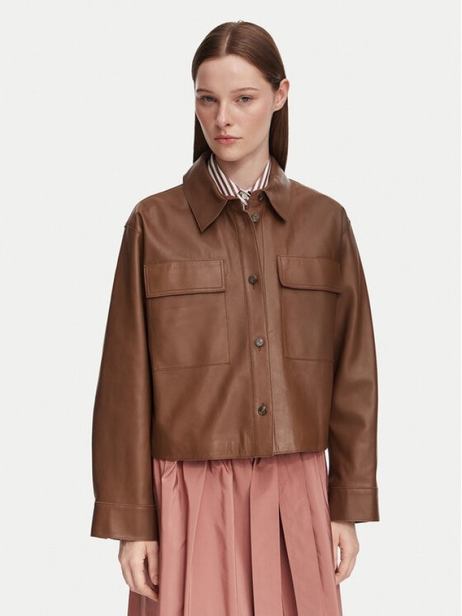 Weekend Max Mara Kurtka skórzana Piovra 2625446021 Brązowy Regular Fit