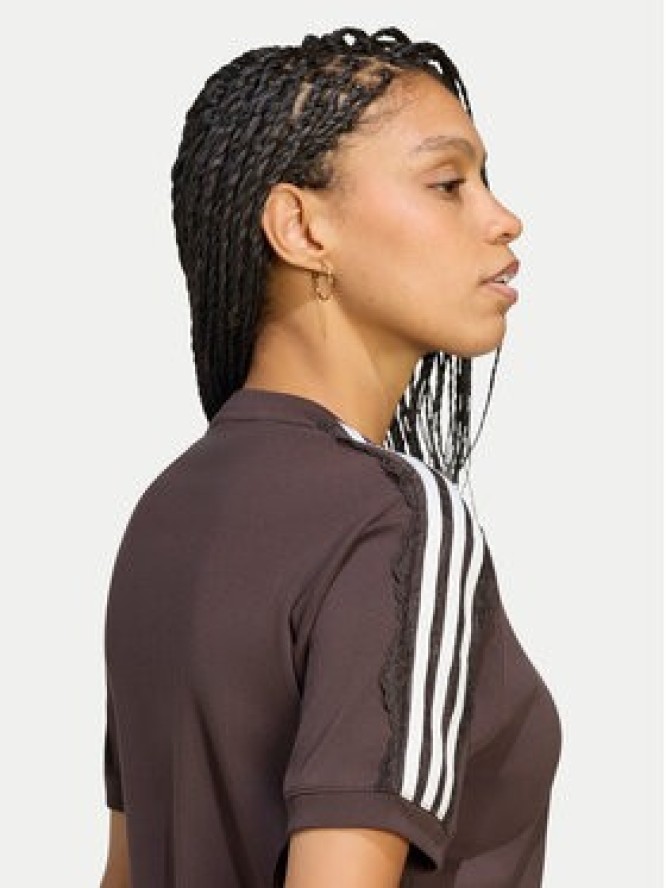 adidas T-Shirt Lace 3 Stripes LG4261 Brązowy Regular Fit