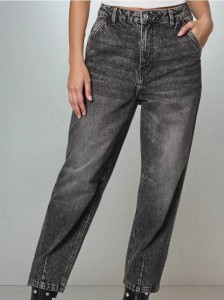 Jeansy balloon high waist - szary