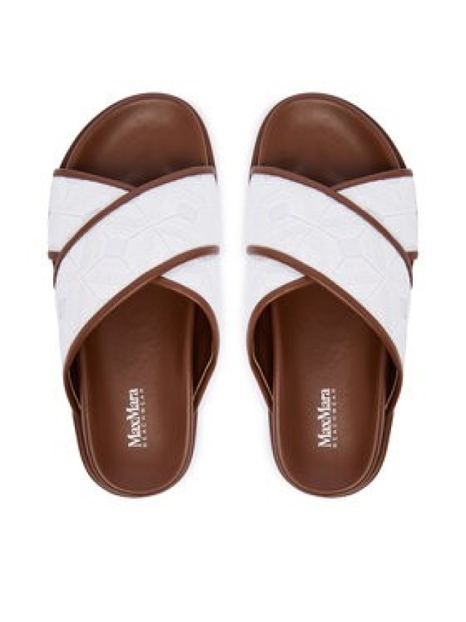 Max Mara Beachwear Klapki Peonie 2616521019650 Biały