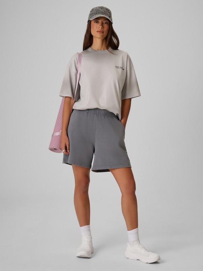 4F T-shirt loose z nadrukiem damski - szary L