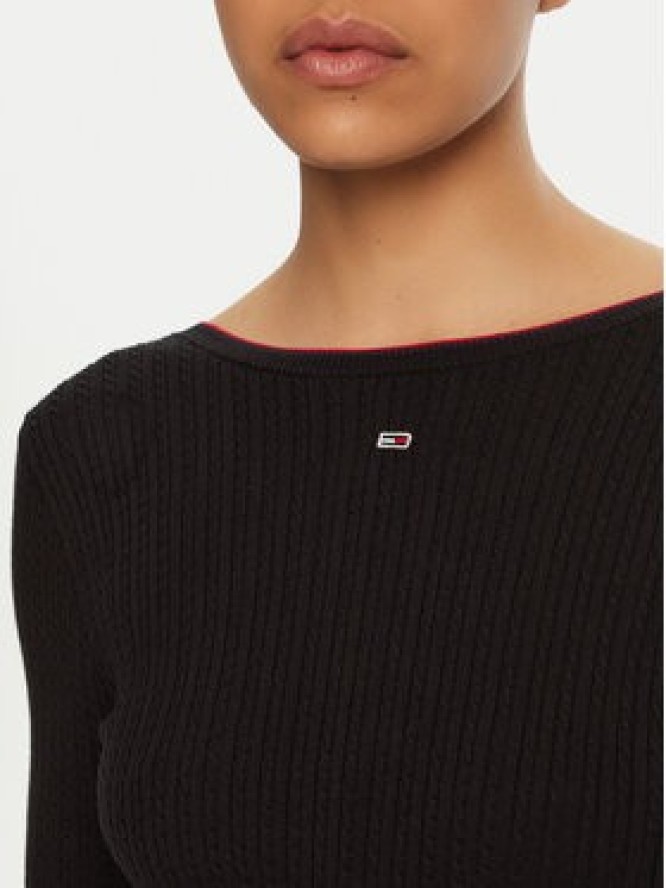 Tommy Jeans Sukienka dzianinowa DW0DW19469 Czarny Slim Fit