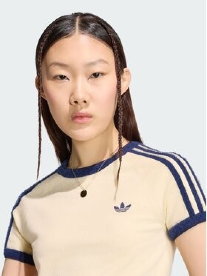 adidas T-Shirt KS7376 Kremowy Slim Fit