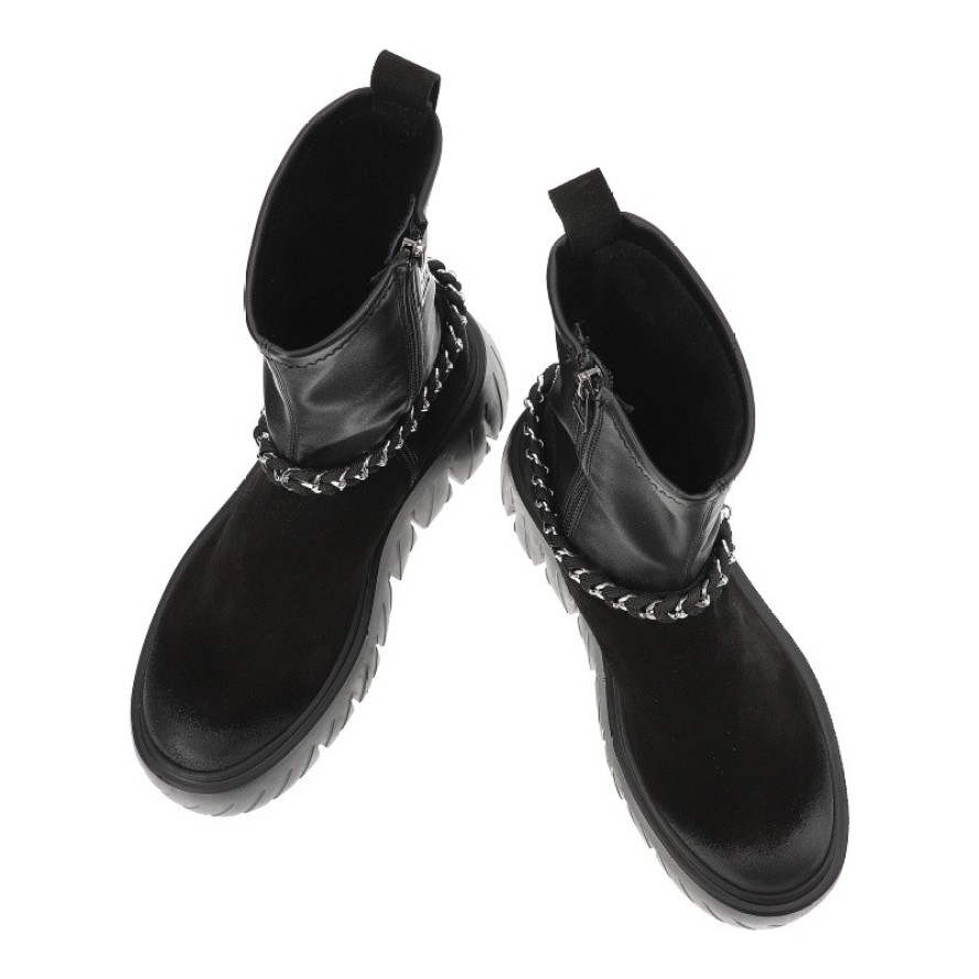 Czarne Botki Chebello Modne Obuwie Damskie Na Platformie