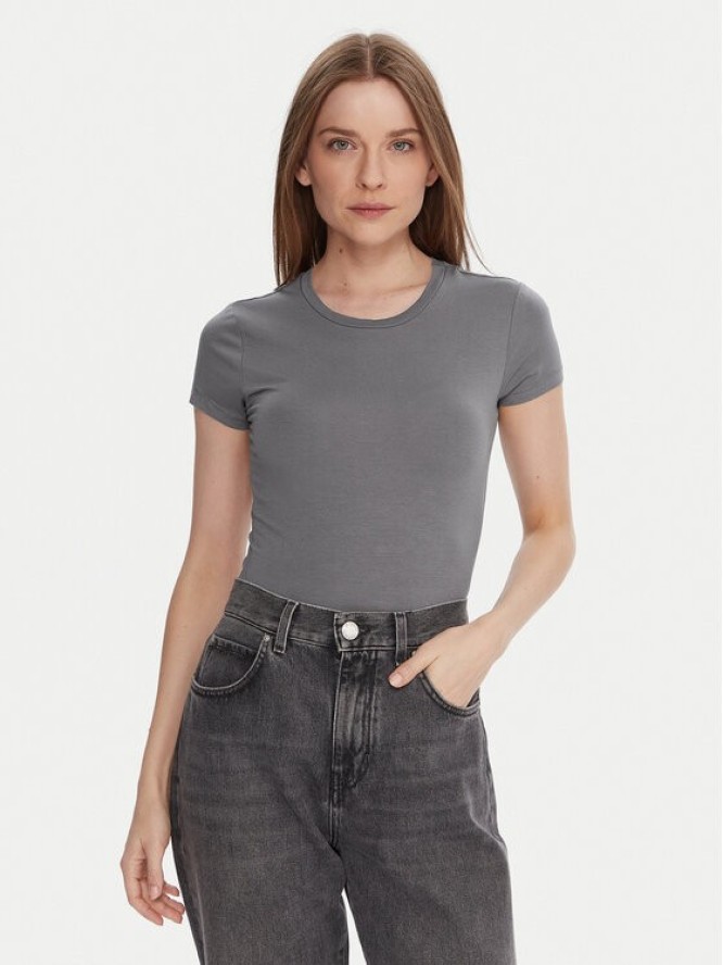 Gina Tricot T-Shirt 21287 Szary Slim Fit
