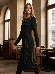 Elegancka sukienka midi - czarny