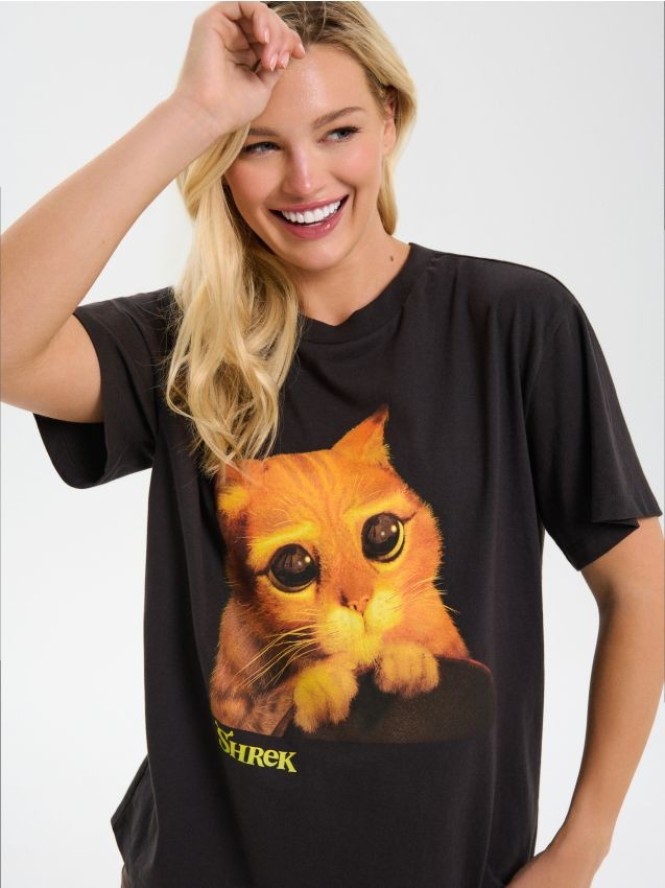 Bawełniana koszulka z nadrukiem Shrek - szary